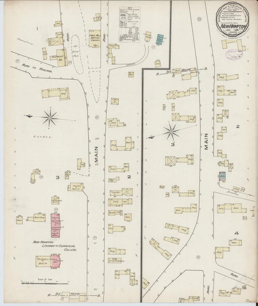 Sanborn Fire Insurance Map from New Hampton, Belknap County, New Hampshire (1885), Sheet #0001 - Historic Sanborn Fire Insurance Map Print, vintage old map wall art, antique decor, genealogy gift, New Hampshire New Hampshire map