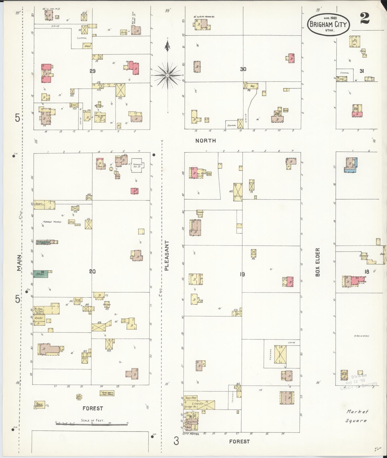 Sanborn Fire Insurance Map from Brigham City, Box Elder County, Utah (1900), Sheet #0002 - Historic Sanborn Fire Insurance Map Print, vintage old map wall art, antique decor, genealogy gift, Utah Utah map