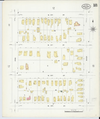Sanborn Fire Insurance Map from Holland, Ottawa County, Michigan (1908), Sheet #0018 - Complete Map Set gallery image, historic Sanborn map, vintage wall art, Michigan Michigan