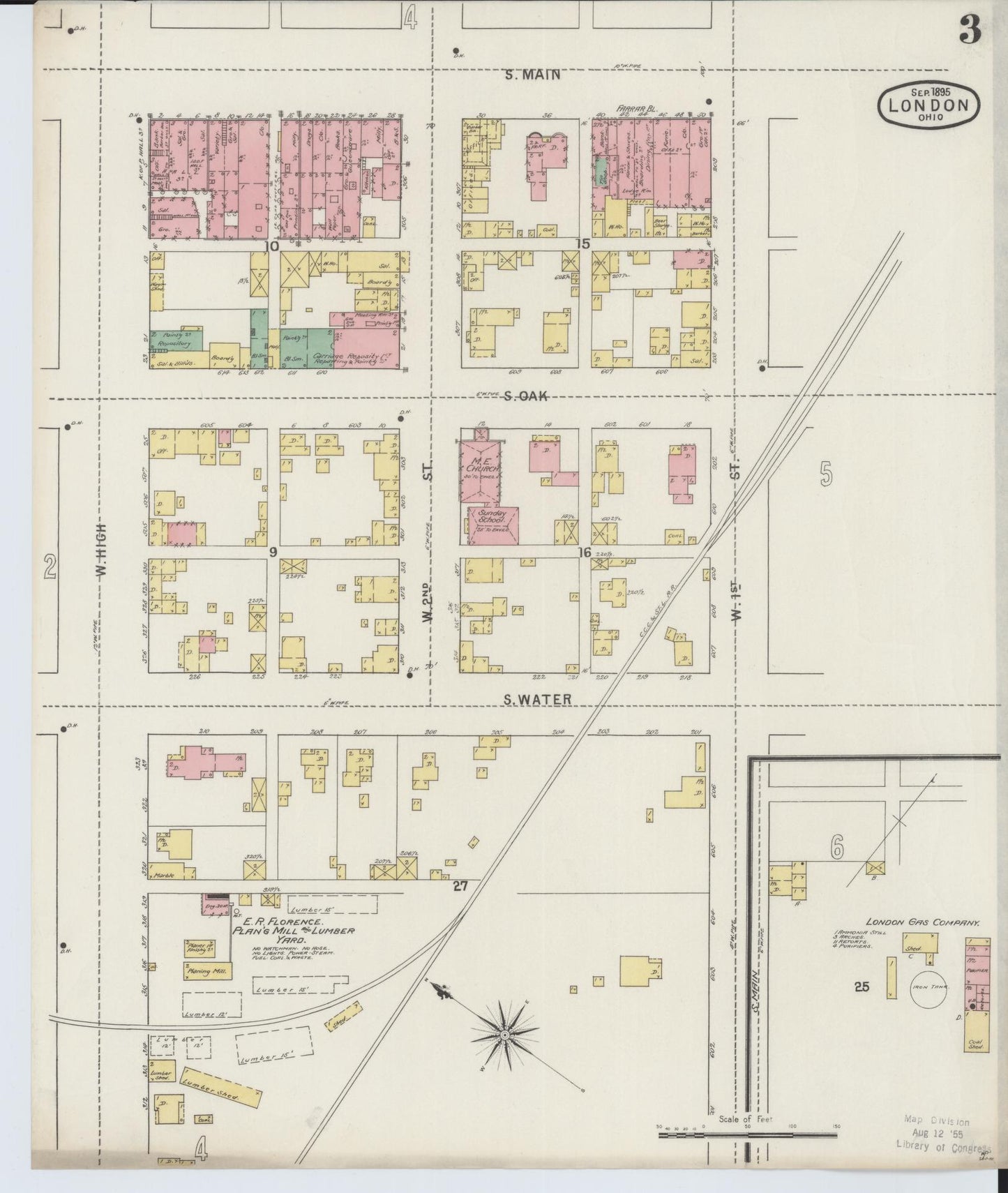 Sanborn Fire Insurance Map from London, Madison County, Ohio (1895), Sheet #0003 - Complete Map Set gallery image, historic Sanborn map, vintage wall art, Ohio Ohio