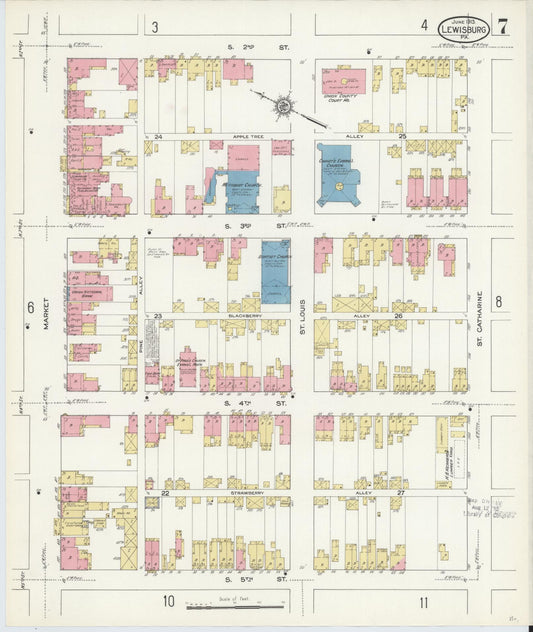 Sanborn Fire Insurance Map from Lewisburg, Union County, Pennsylvania (1913), Sheet #0007 - Historic Sanborn Fire Insurance Map Print, vintage old map wall art, antique decor, genealogy gift, Pennsylvania Pennsylvania map