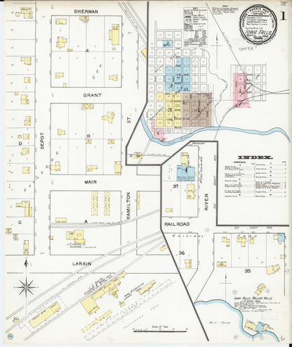 Sanborn Fire Insurance Map from Iowa Falls, Hardin County, Iowa (1892), Sheet #0001 - Historic Sanborn Fire Insurance Map Print