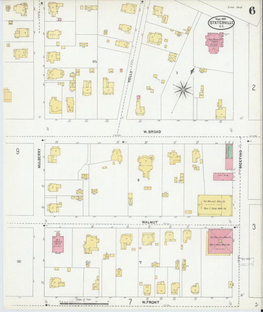 Sanborn Fire Insurance Map from Statesville, Iredell County, North Carolina (1905), Sheet #0006 - Historic Sanborn Fire Insurance Map Print, vintage old map wall art, antique decor, genealogy gift, North Carolina North Carolina map
