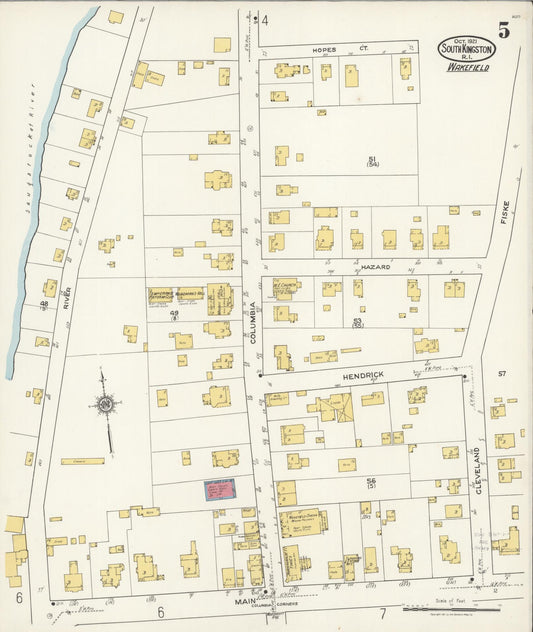 Sanborn Fire Insurance Map from South Kingstown, Washington County, Rhode Island (1921), Sheet #0005 - Historic Sanborn Fire Insurance Map Print, vintage old map wall art, antique decor, genealogy gift, Rhode Island Rhode Island map
