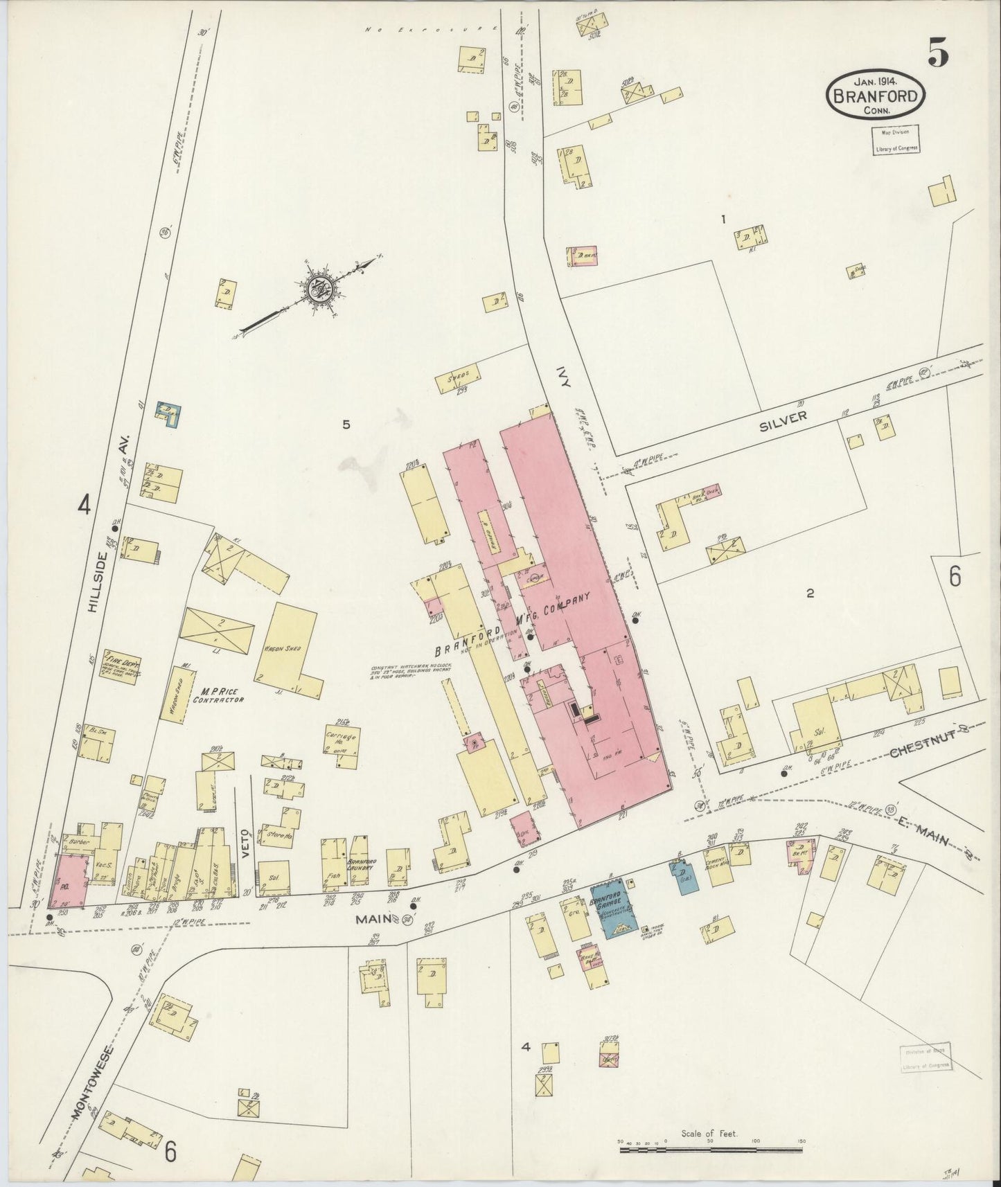 Sanborn Fire Insurance Map from Branford, New Haven County, Connecticut (1914), Sheet #0005 - Complete Map Set gallery image, historic Sanborn map, vintage wall art, Connecticut Connecticut