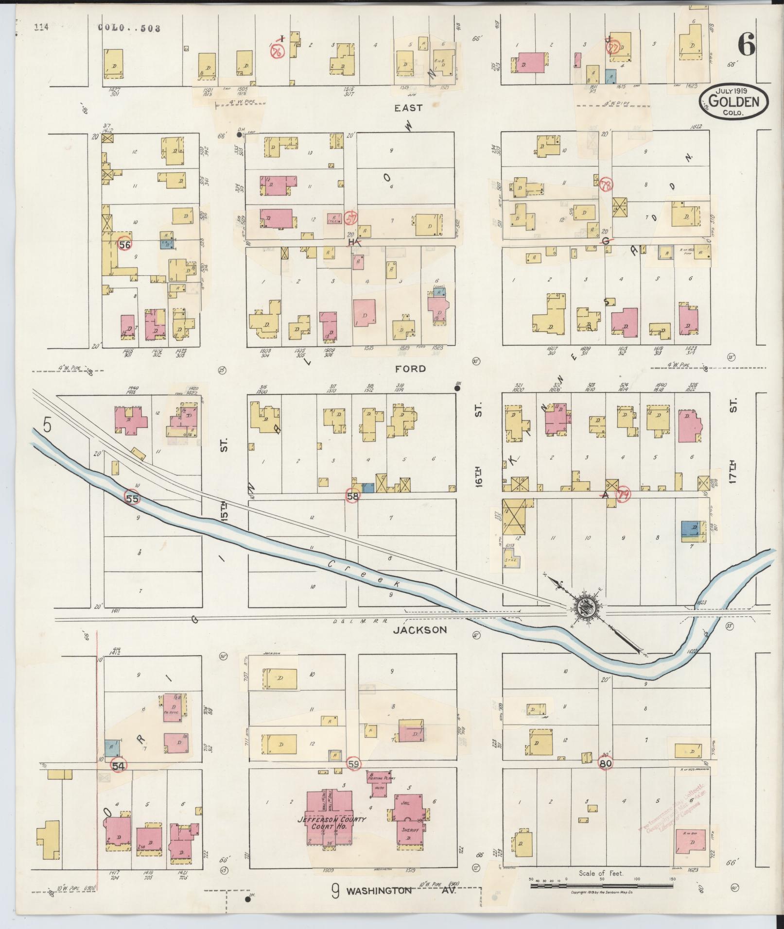 Sanborn Fire Insurance Map from Golden, Jefferson County, Colorado (1938), Sheet #0006 - Complete Map Set gallery image, historic Sanborn map, vintage wall art, Colorado Colorado