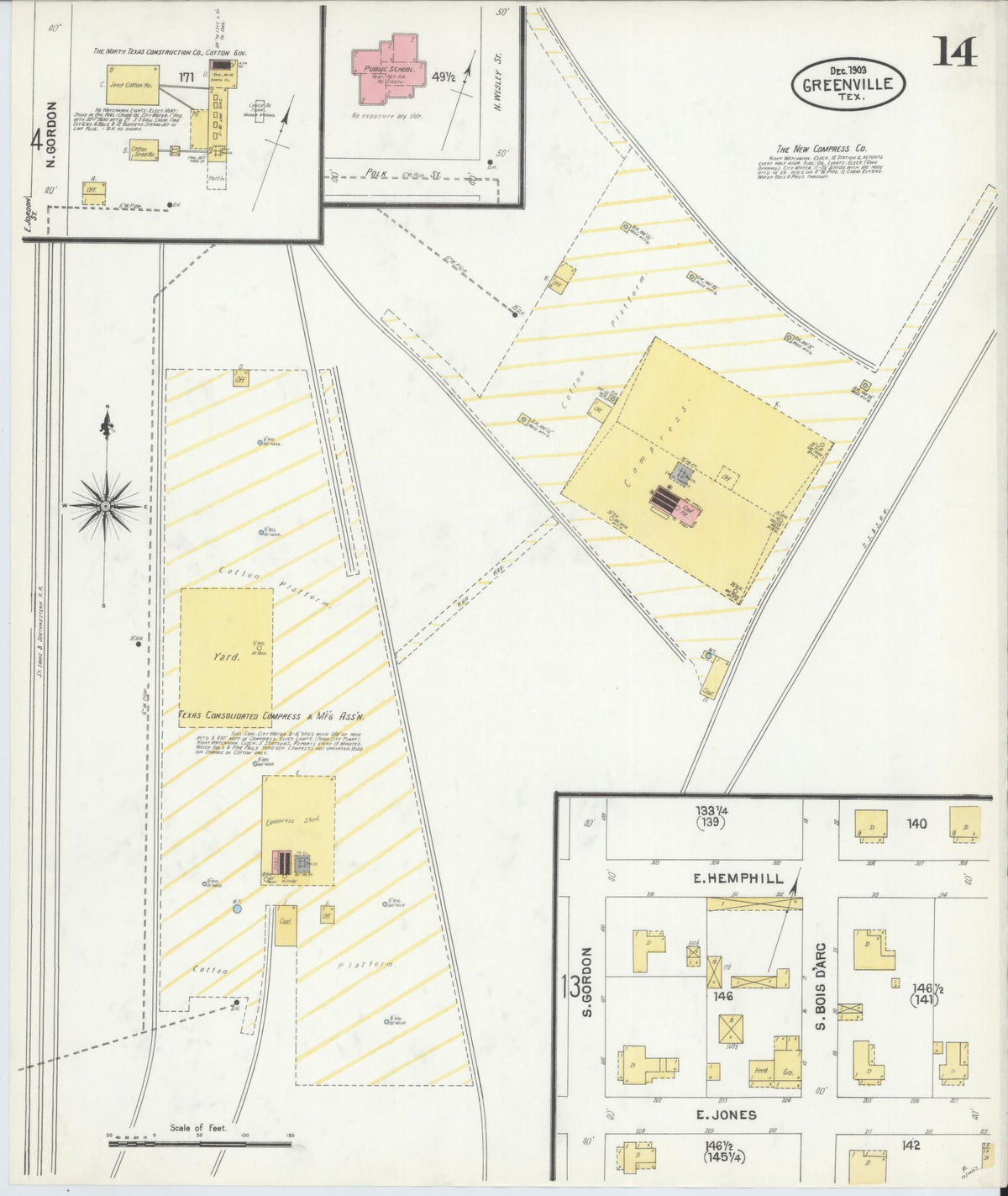 Sanborn Fire Insurance Map from Greenville, Hunt County, Texas (1903), Sheet #0014 - Complete Map Set gallery image, historic Sanborn map, vintage wall art, Texas Texas