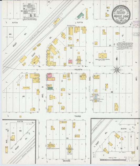Sanborn Fire Insurance Map from Moose Lake, Carlton County, Minnesota (1904), Sheet #0001 - Historic Sanborn Fire Insurance Map Print, vintage old map wall art, antique decor, genealogy gift, Minnesota Minnesota map