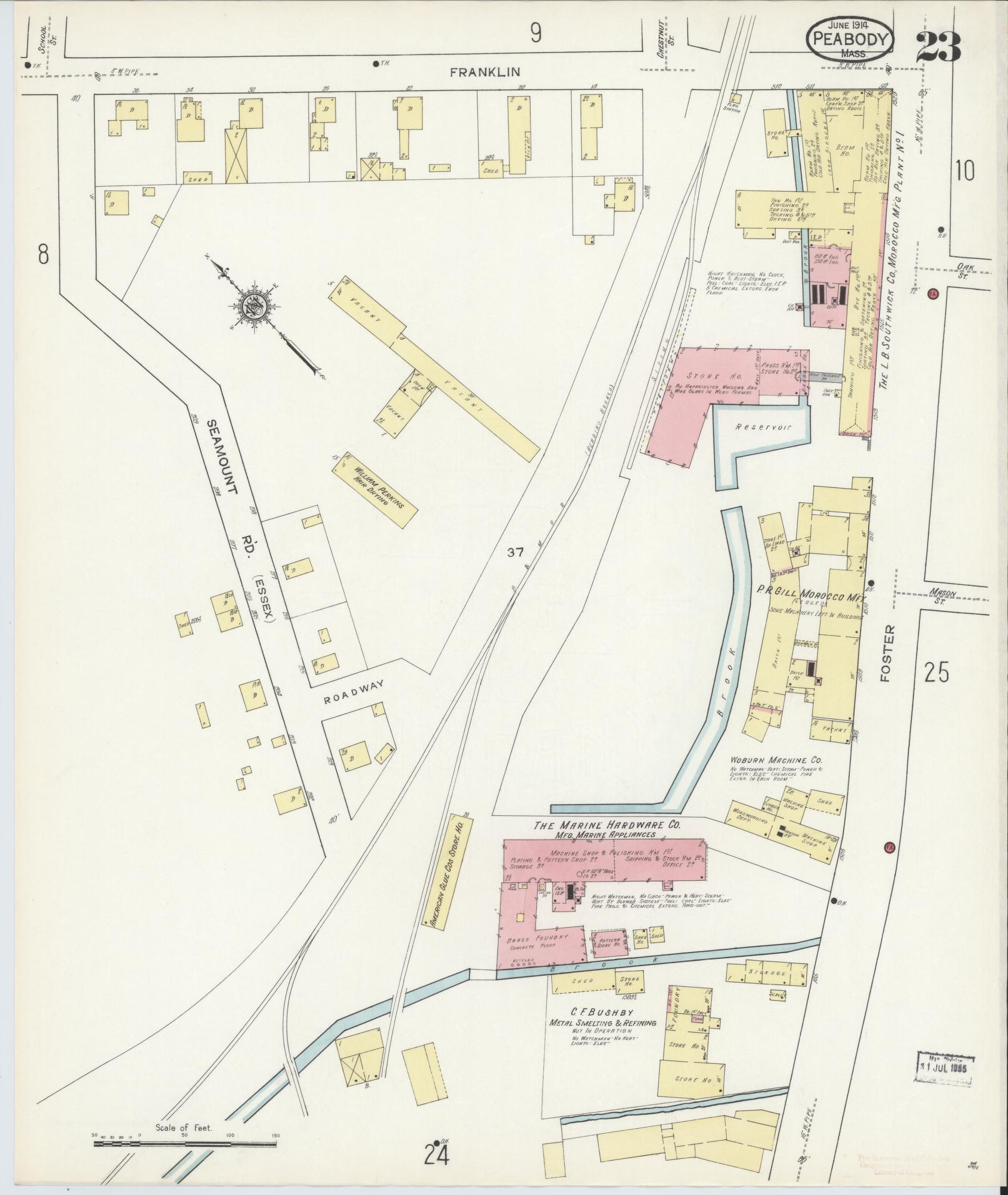 Sanborn Fire Insurance Map from Peabody, Essex County, Massachusetts (1914), Sheet #0023 - Complete Map Set gallery image, historic Sanborn map, vintage wall art, Massachusetts Massachusetts