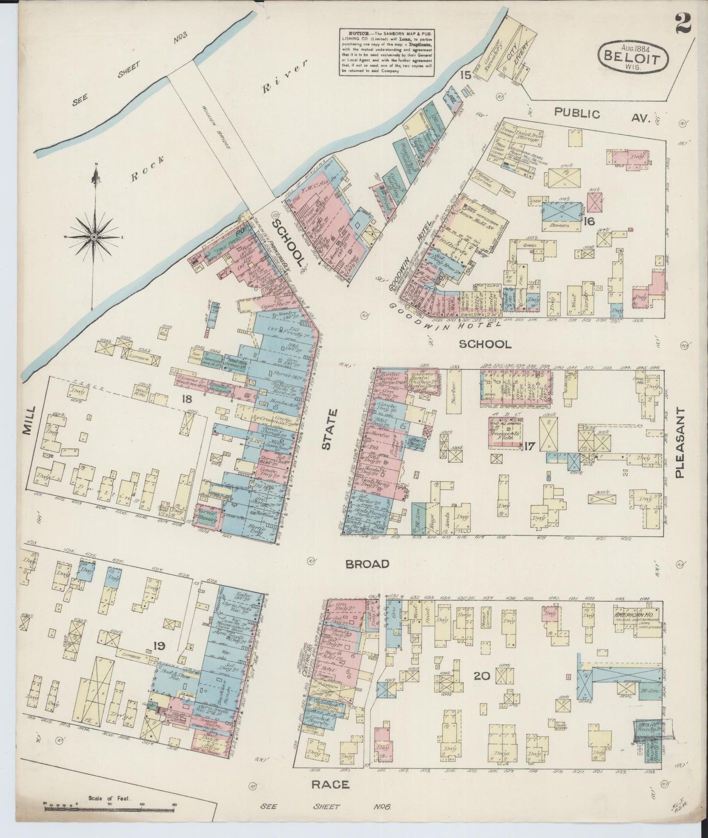 Sanborn Fire Insurance Map from Beloit, Rock County, Wisconsin (1884), Sheet #0002 - Historic Sanborn Fire Insurance Map Print, vintage old map wall art, antique decor, genealogy gift, Wisconsin Wisconsin map