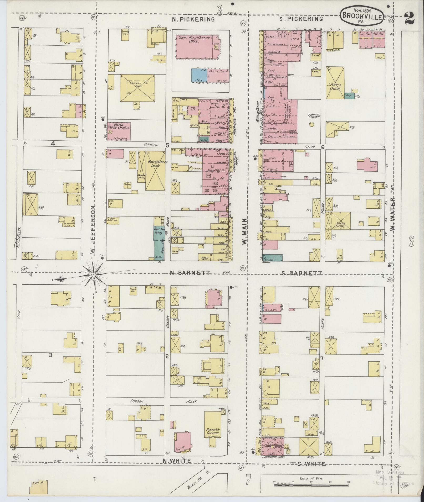 Sanborn Fire Insurance Map from Brookville, Jefferson County, Pennsylvania (1894), Sheet #0002 - Historic Sanborn Fire Insurance Map Print, vintage old map wall art, antique decor, genealogy gift, Pennsylvania Pennsylvania map
