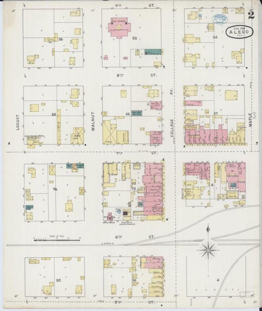 Sanborn Fire Insurance Map from Aledo, Mercer County, Illinois (1894), Sheet #0002 - Historic Sanborn Fire Insurance Map Print, vintage old map wall art, antique decor, genealogy gift, Illinois Illinois map