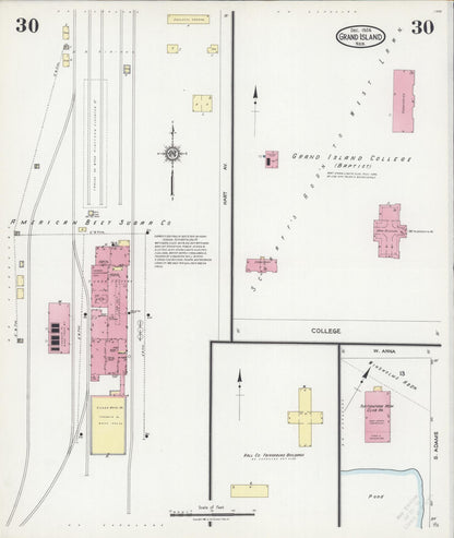 Sanborn Fire Insurance Map from Grand Island, Hall County, Nebraska (1924), Sheet #0030 - Complete Map Set gallery image, historic Sanborn map, vintage wall art, Nebraska Nebraska