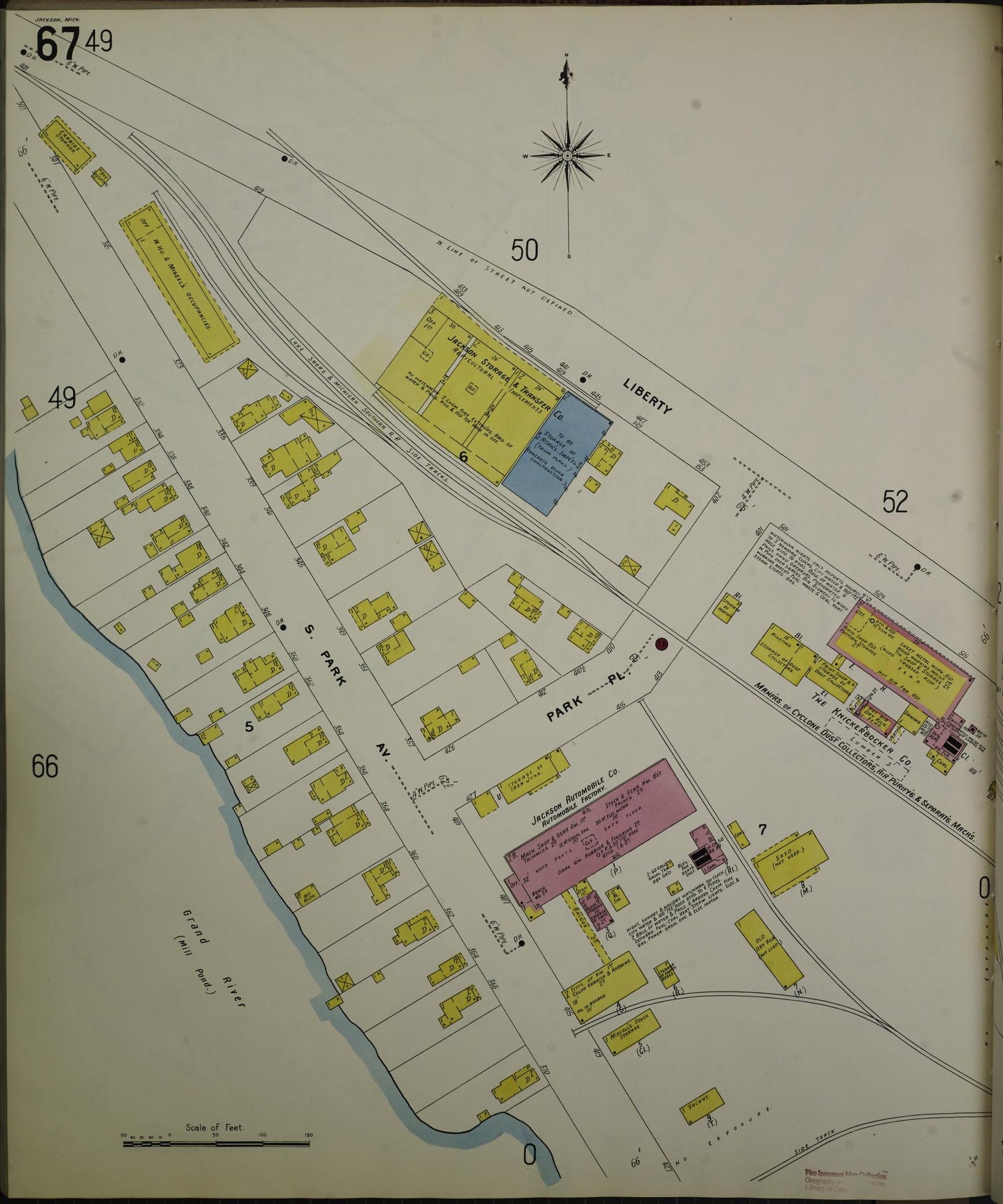 Sanborn Fire Insurance Map from Jackson, Jackson County, Michigan (1907), Sheet #0067 - Complete Map Set gallery image, historic Sanborn map, vintage wall art, Michigan Michigan
