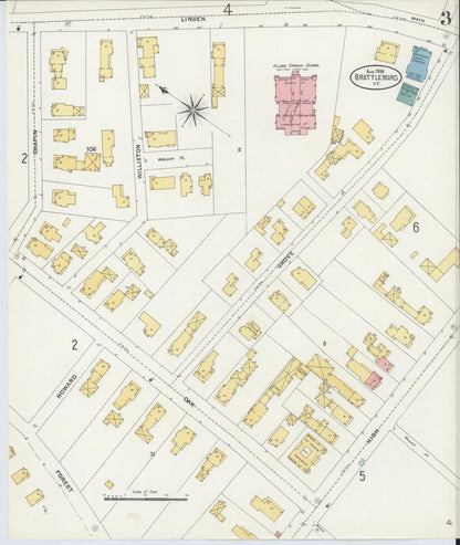 Sanborn Fire Insurance Map from Brattleboro, Windham County, Vermont (1906), Sheet #0003 - Complete Map Set gallery image, historic Sanborn map, vintage wall art, Vermont Vermont