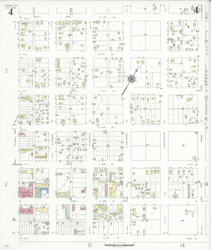 Sanborn Fire Insurance Map from Odessa, Edger County, Texas (1939), Sheet #0004 - Historic Sanborn Fire Insurance Map Print, vintage old map wall art, antique decor, genealogy gift, Texas Texas map