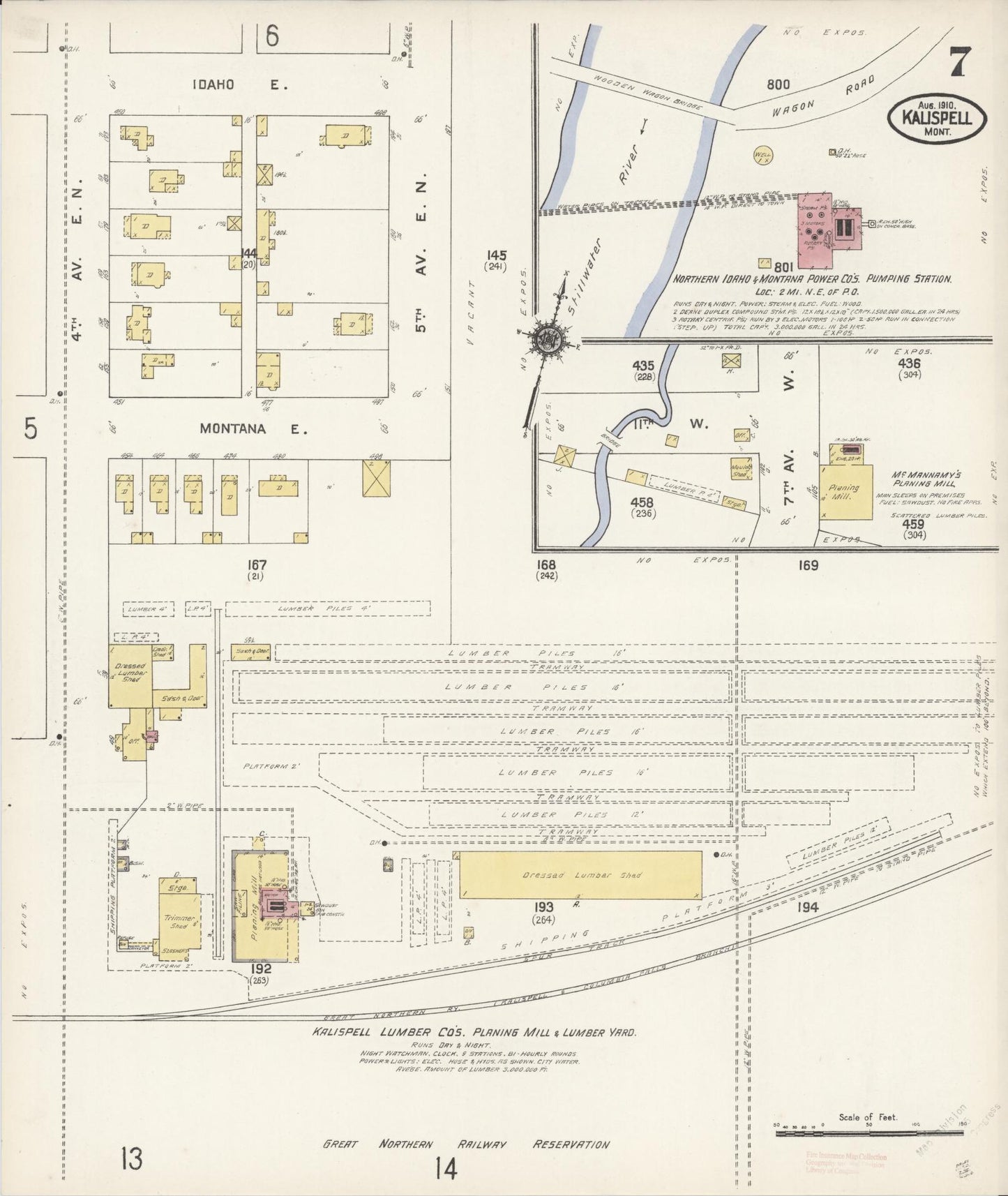 Sanborn Fire Insurance Map from Kalispell, Flathead County, Montana (1910), Sheet #0007 - Complete Map Set gallery image, historic Sanborn map, vintage wall art, Montana Montana