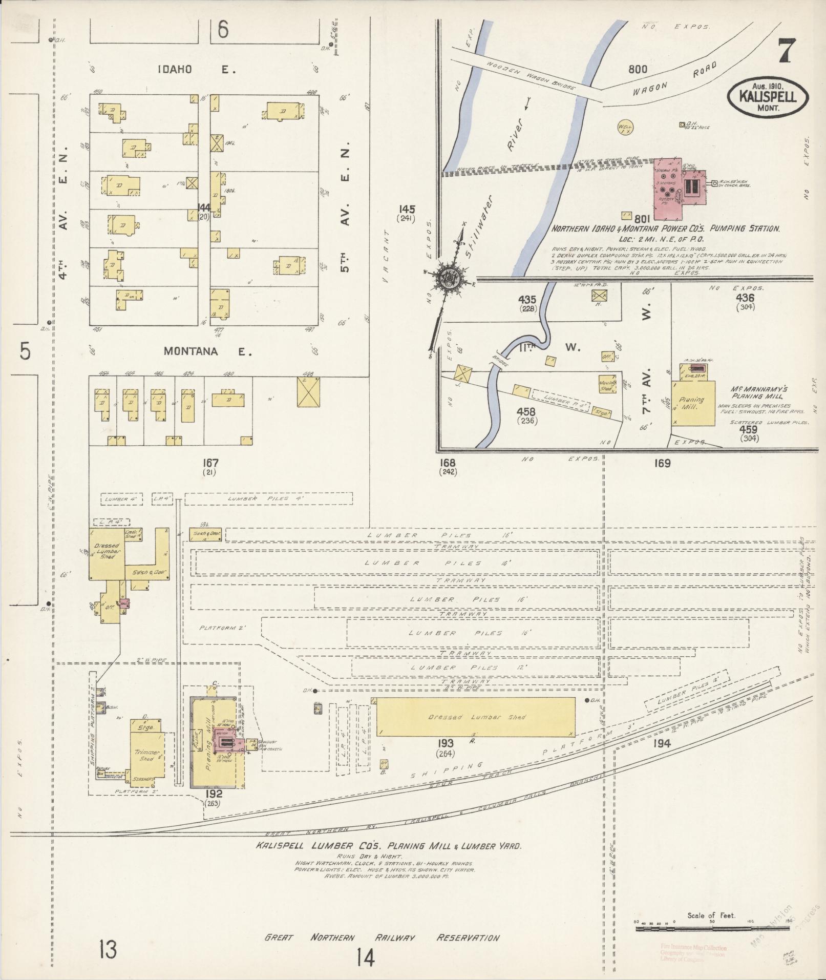 Sanborn Fire Insurance Map from Kalispell, Flathead County, Montana (1910), Sheet #0007 - Complete Map Set gallery image, historic Sanborn map, vintage wall art, Montana Montana