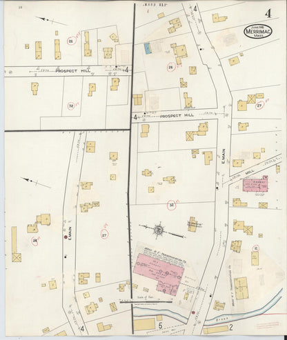 Sanborn Fire Insurance Map from Merrimac, Essex County, Massachusetts (1934), Sheet #0004 - Historic Sanborn Fire Insurance Map Print, vintage old map wall art, antique decor, genealogy gift, Massachusetts Massachusetts map