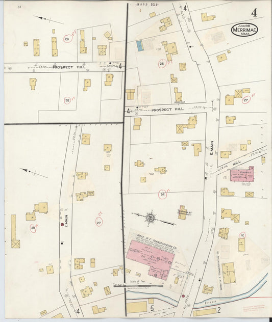 Sanborn Fire Insurance Map from Merrimac, Essex County, Massachusetts (1934), Sheet #0004 - Historic Sanborn Fire Insurance Map Print, vintage old map wall art, antique decor, genealogy gift, Massachusetts Massachusetts map