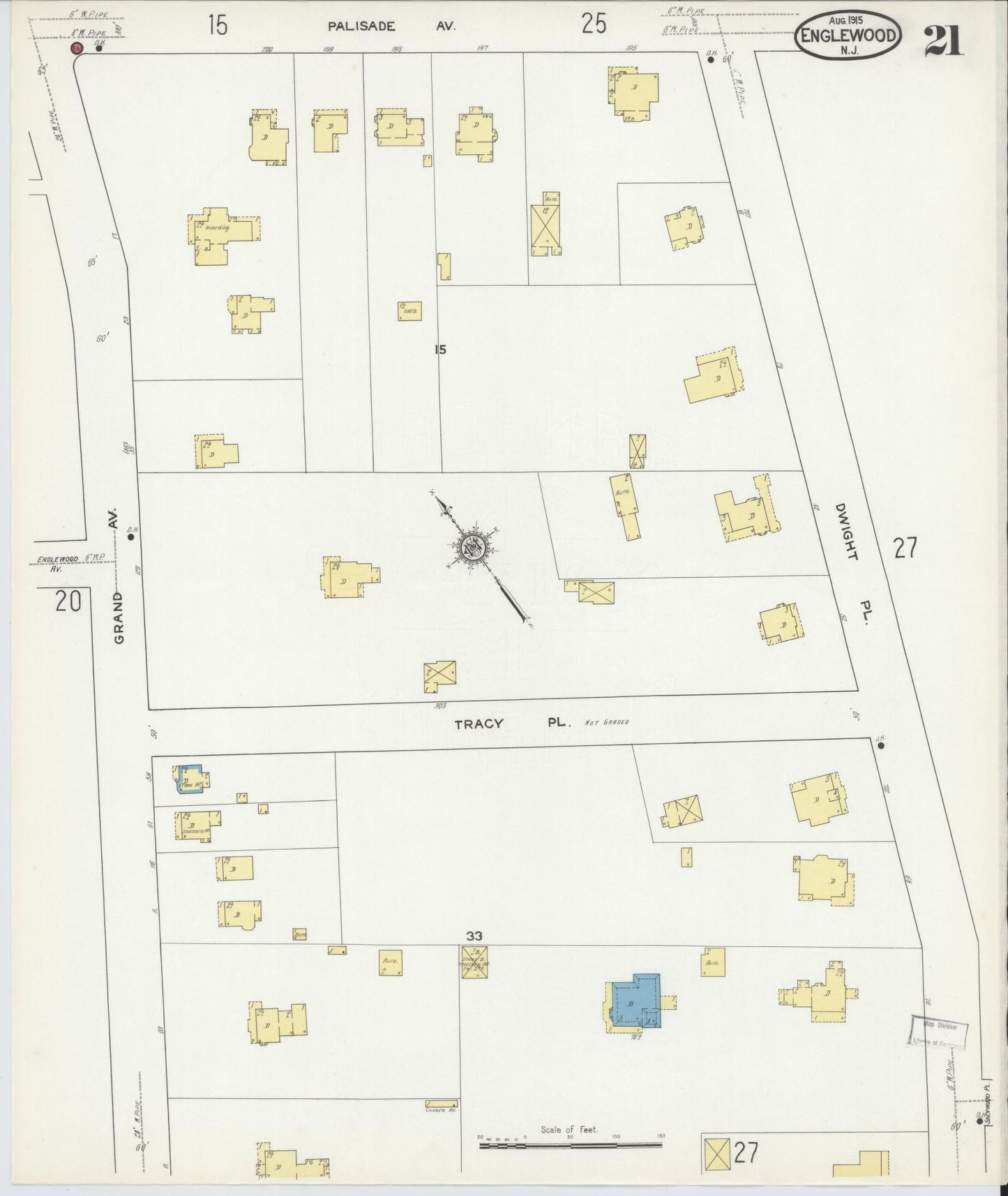Sanborn Fire Insurance Map from Englewood, Bergen County, New Jersey (1915), Sheet #0021 - Complete Map Set gallery image, historic Sanborn map, vintage wall art, New Jersey New Jersey