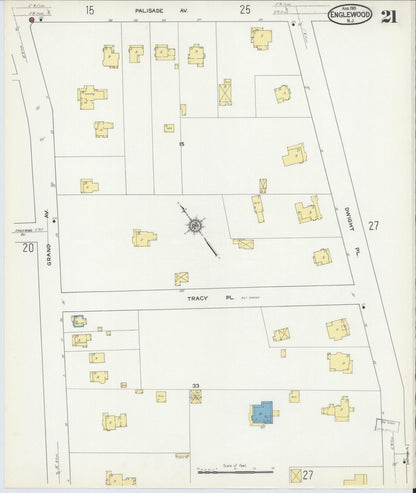 Sanborn Fire Insurance Map from Englewood, Bergen County, New Jersey (1915), Sheet #0021 - Complete Map Set gallery image, historic Sanborn map, vintage wall art, New Jersey New Jersey