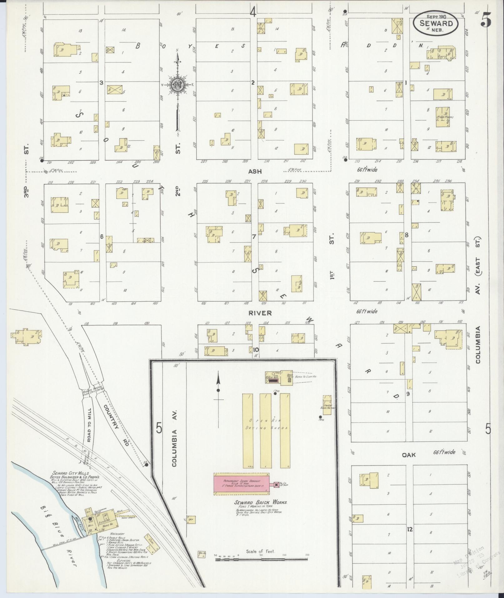 Sanborn Fire Insurance Map from Seward, Seward County, Nebraska (1910), Sheet #0005 - Historic Sanborn Fire Insurance Map Print, vintage old map wall art, antique decor, genealogy gift, Nebraska Nebraska map