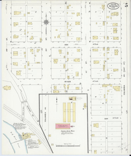 Sanborn Fire Insurance Map from Seward, Seward County, Nebraska (1910), Sheet #0005 - Historic Sanborn Fire Insurance Map Print, vintage old map wall art, antique decor, genealogy gift, Nebraska Nebraska map