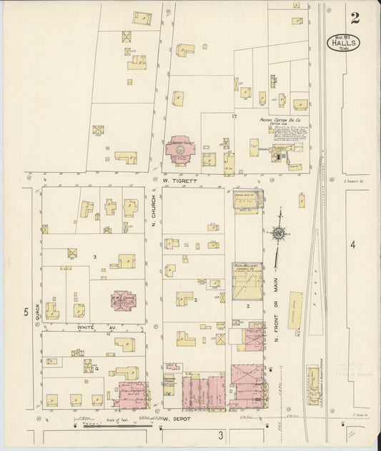 Sanborn Fire Insurance Map from Halls, Lauderdale County, Tennessee (1915), Sheet #0002 - Historic Sanborn Fire Insurance Map Print, vintage old map wall art, antique decor, genealogy gift, Tennessee Tennessee map