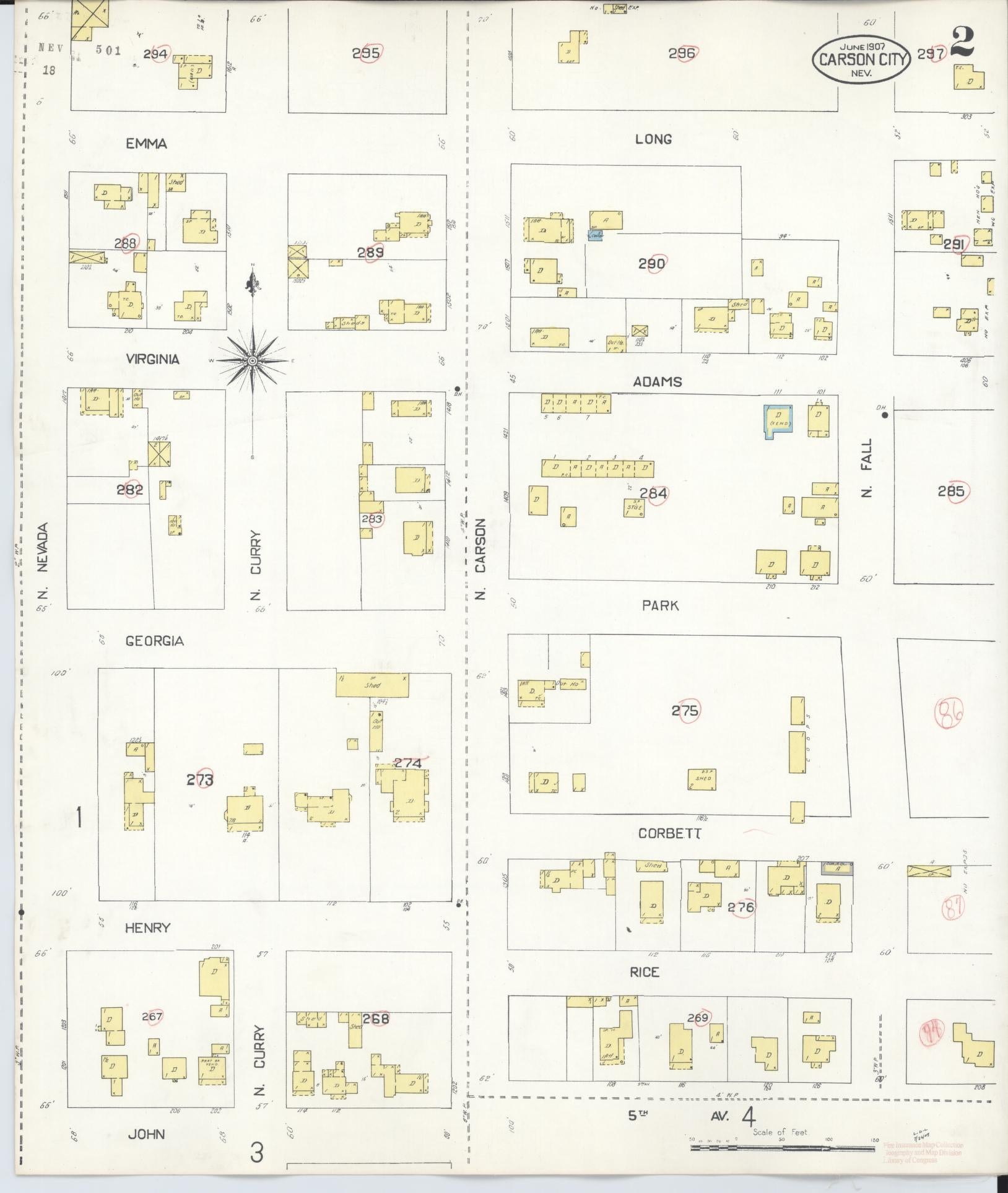 Sanborn Fire Insurance Map from Carson City, Carson City County, Nevada (1941), Sheet #0002 - Complete Map Set gallery image, historic Sanborn map, vintage wall art, Nevada Nevada