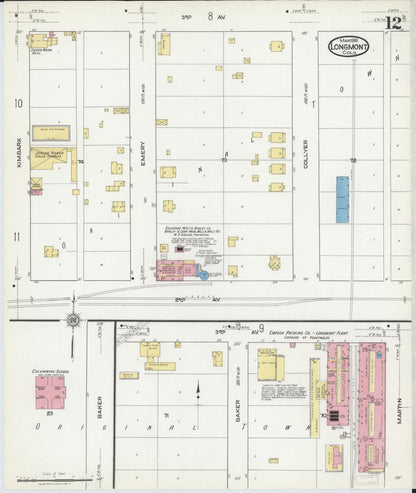 Sanborn Fire Insurance Map from Longmont, Boulder County, Colorado (1918), Sheet #0012 - Complete Map Set gallery image, historic Sanborn map, vintage wall art, Colorado Colorado