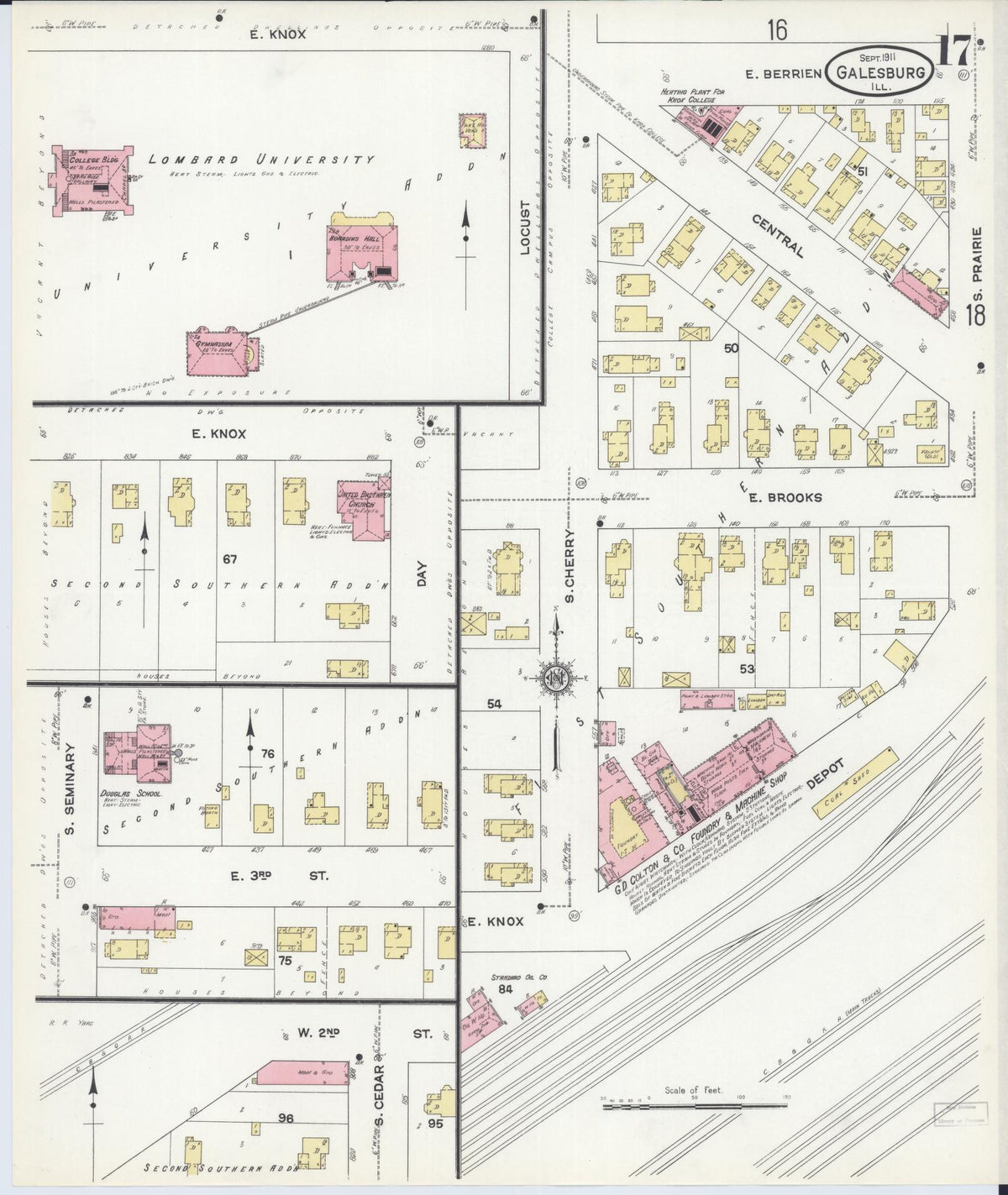 Sanborn Fire Insurance Map from Galesburg, Knox County, Illinois (1911), Sheet #0017 - Complete Map Set gallery image, historic Sanborn map, vintage wall art, Illinois Illinois