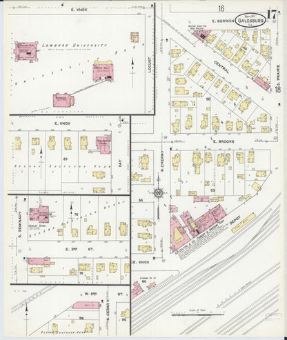 Sanborn Fire Insurance Map from Galesburg, Knox County, Illinois (1911), Sheet #0017 - Complete Map Set gallery image, historic Sanborn map, vintage wall art, Illinois Illinois