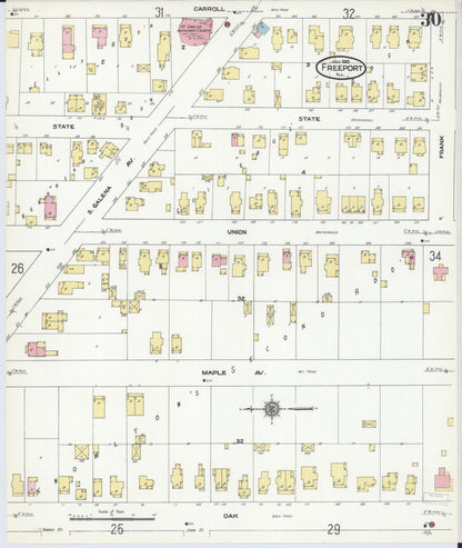 Sanborn Fire Insurance Map from Freeport, Stephenson County, Illinois (1910), Sheet #0030 - Historic Sanborn Fire Insurance Map Print, vintage old map wall art, antique decor, genealogy gift, Illinois Illinois map