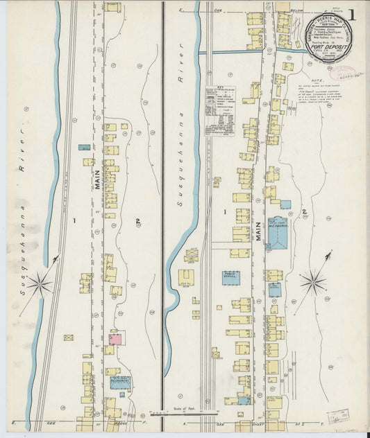 Sanborn Fire Insurance Map from Port Deposit, Cecil County, Maryland (1891), Sheet #0001 - Historic Sanborn Fire Insurance Map Print, vintage old map wall art, antique decor, genealogy gift, Maryland Maryland map