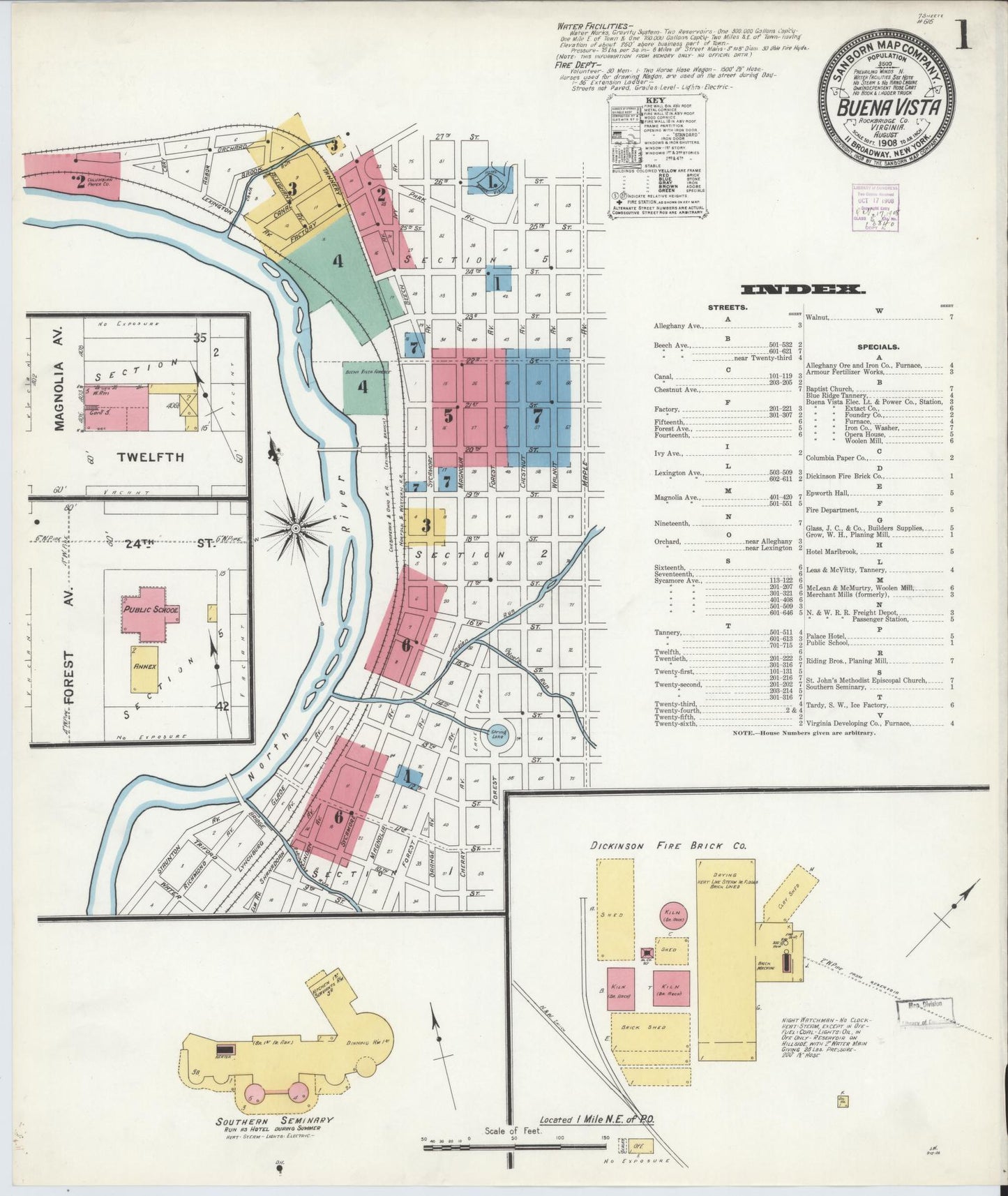 Sanborn Fire Insurance Map from Buena Vista, Independent Cities, Virginia. (1908) – Historic Sanborn Fire Insurance Map Print