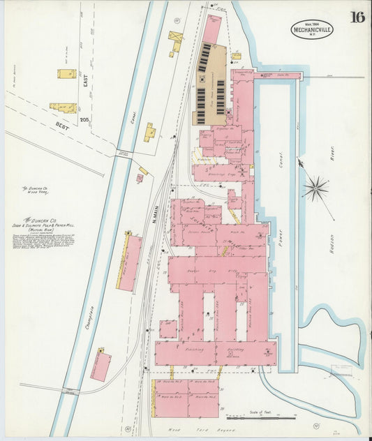Sanborn Fire Insurance Map from Mechanicville, Saratoga County, New York (1904), Sheet #0015 - Historic Sanborn Fire Insurance Map Print, vintage old map wall art, antique decor, genealogy gift, New York New York map