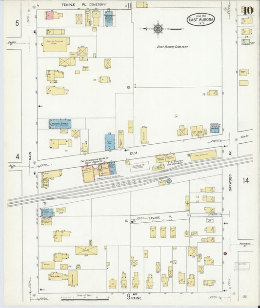 Sanborn Fire Insurance Map from East Aurora, Erie County, New York (1912), Sheet #0010 - Historic Sanborn Fire Insurance Map Print, vintage old map wall art, antique decor, genealogy gift, New York New York map