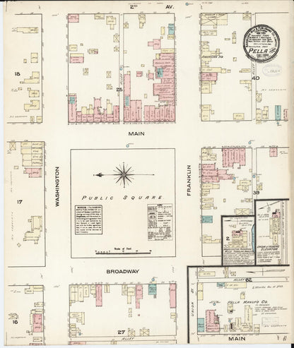 Sanborn Fire Insurance Map from Pella, Marion County, Iowa (1883), Sheet #0001 - Historic Sanborn Fire Insurance Map Print, vintage old map wall art