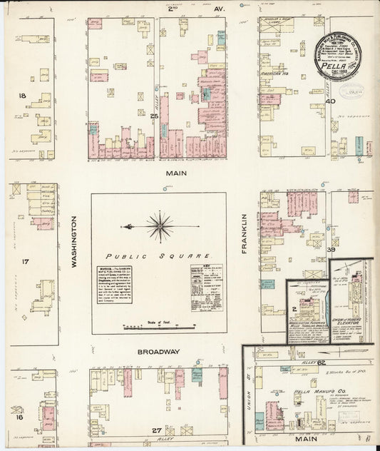 Sanborn Fire Insurance Map from Pella, Marion County, Iowa (1883), Sheet #0001 - Historic Sanborn Fire Insurance Map Print, vintage old map wall art