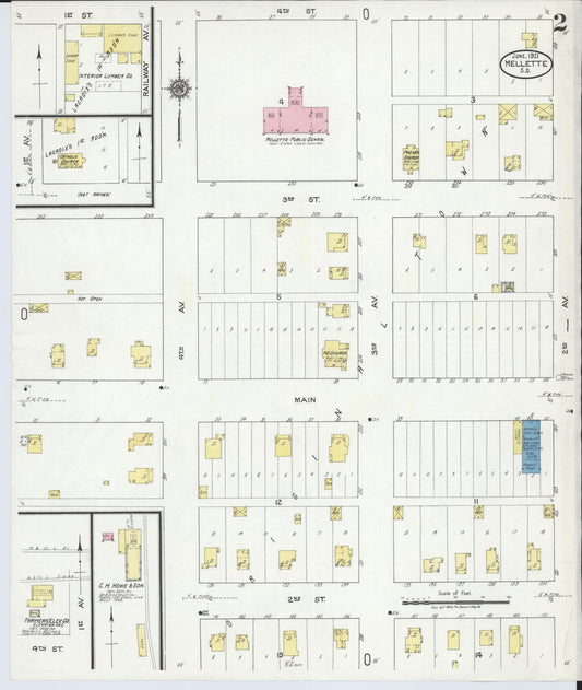 Sanborn Fire Insurance Map from Mellette, Spink County, South Dakota (1921), Sheet #0002 - Historic Sanborn Fire Insurance Map Print, vintage old map wall art, antique decor, genealogy gift, South Dakota South Dakota map