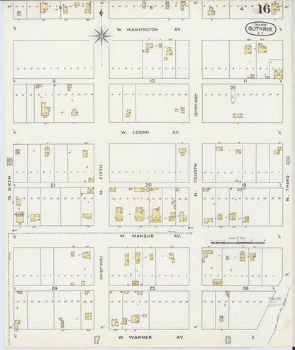 Sanborn Fire Insurance Map from Guthrie, Logan County, Oklahoma (1895), Sheet #0016 - Complete Map Set gallery image, historic Sanborn map, vintage wall art, Oklahoma Oklahoma