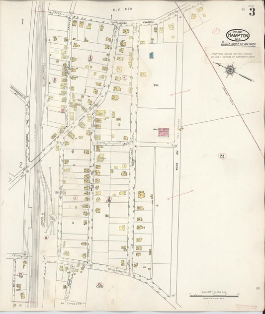 Sanborn Fire Insurance Map from Hampton, Hunterdon County, New Jersey (1936), Sheet #0003 - Historic Sanborn Fire Insurance Map Print, vintage old map wall art, antique decor, genealogy gift, New Jersey New Jersey map