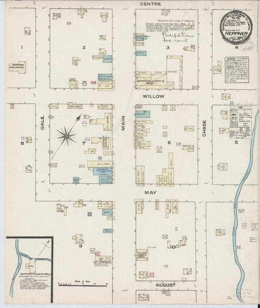 Sanborn Fire Insurance Map from Heppner, Morrow County, Oregon (1884), Sheet #0001 - Historic Sanborn Fire Insurance Map Print, vintage old map wall art, antique decor, genealogy gift, Oregon Oregon map