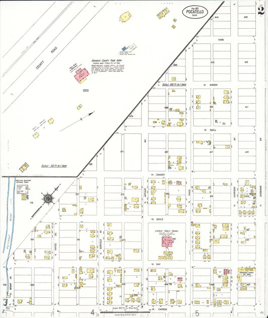 Sanborn Fire Insurance Map from Pocatello, Bannock County, Idaho (1921), Sheet #0002 - Historic Sanborn Fire Insurance Map Print, vintage old map wall art, antique decor, genealogy gift, Idaho Idaho map