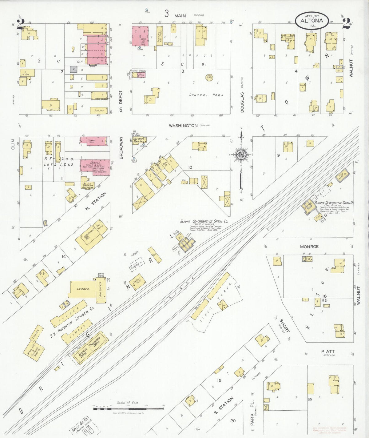 Sanborn Fire Insurance Map from Altona, Knox County, Illinois (1928), Sheet #0002 - Complete Map Set gallery image, historic Sanborn map, vintage wall art, Illinois Illinois
