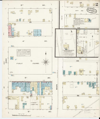 Sanborn Fire Insurance Map from Garnett, Anderson County, Kansas (1884), Sheet #0002 - Complete Map Set gallery image, historic Sanborn map, vintage wall art, Kansas Kansas