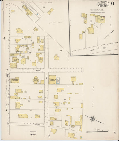 Sanborn Fire Insurance Map from Wailuku, Maui County, Hawaii (1914), Sheet #0006 - Historic Sanborn Fire Insurance Map Print, vintage old map wall art, antique decor, genealogy gift, Hawaii Hawaii map