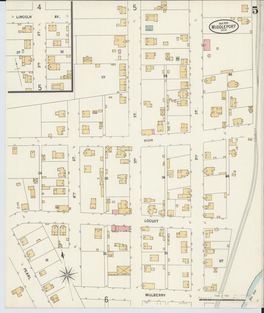 Sanborn Fire Insurance Map from Middleport, Meigs County, Ohio (1899), Sheet #0005 - Historic Sanborn Fire Insurance Map Print, vintage old map wall art, antique decor, genealogy gift, Ohio Ohio map