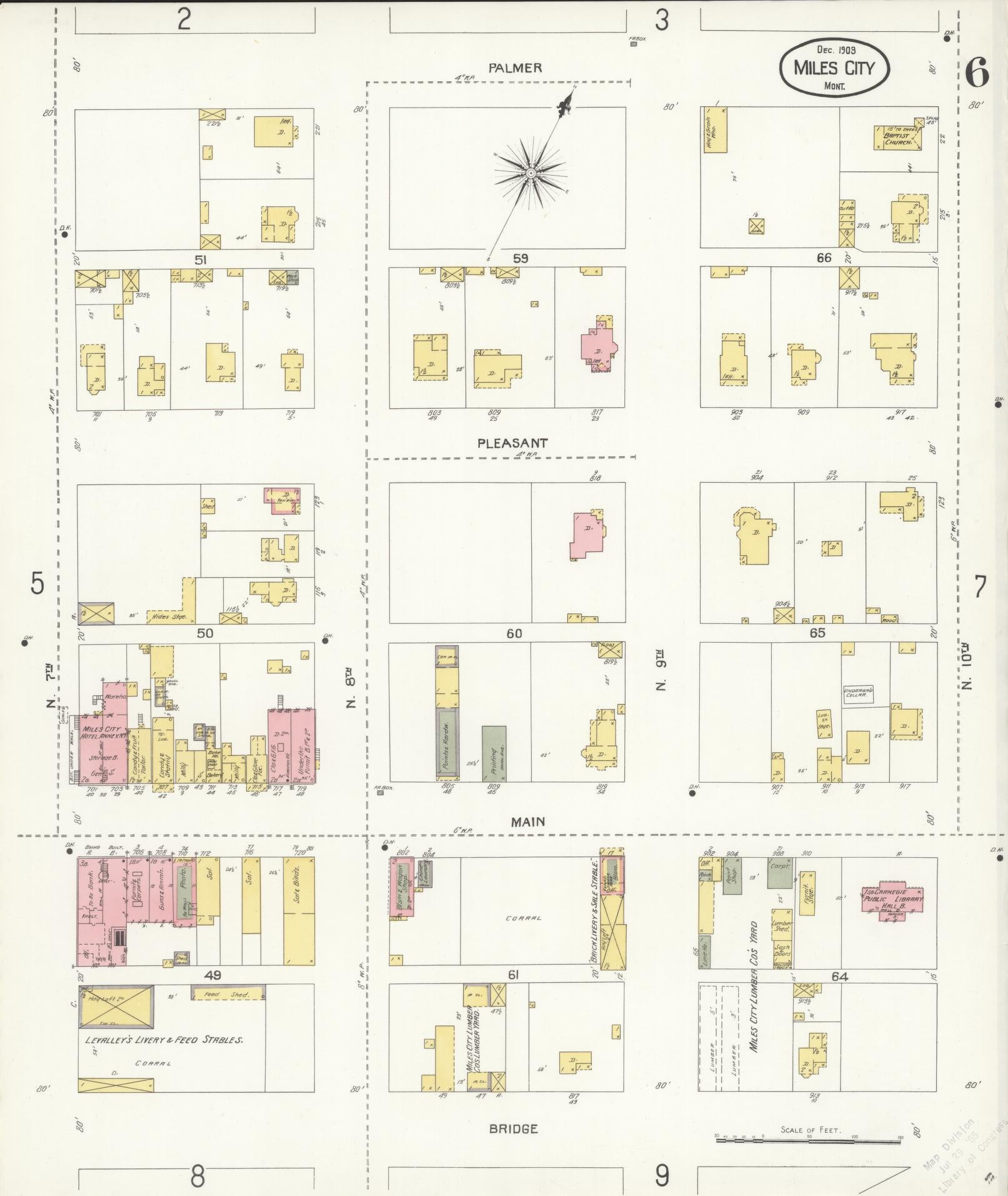 Sanborn Fire Insurance Map from Miles City, Custer County, Montana (1904), Sheet #0006 - Complete Map Set gallery image, historic Sanborn map, vintage wall art, Montana Montana